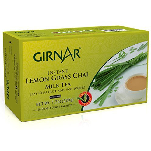 Case of 24 - Girnar Instant Lemon Grass Chai Milk Tea Sweetened - 220 Gm (7.7 Oz)
