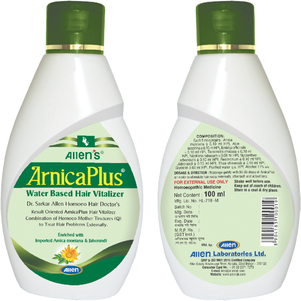 Allen Laboratories Arnica Plus Triple Action Hair Vitalizer 100 ml with Triofer 50 Tablets