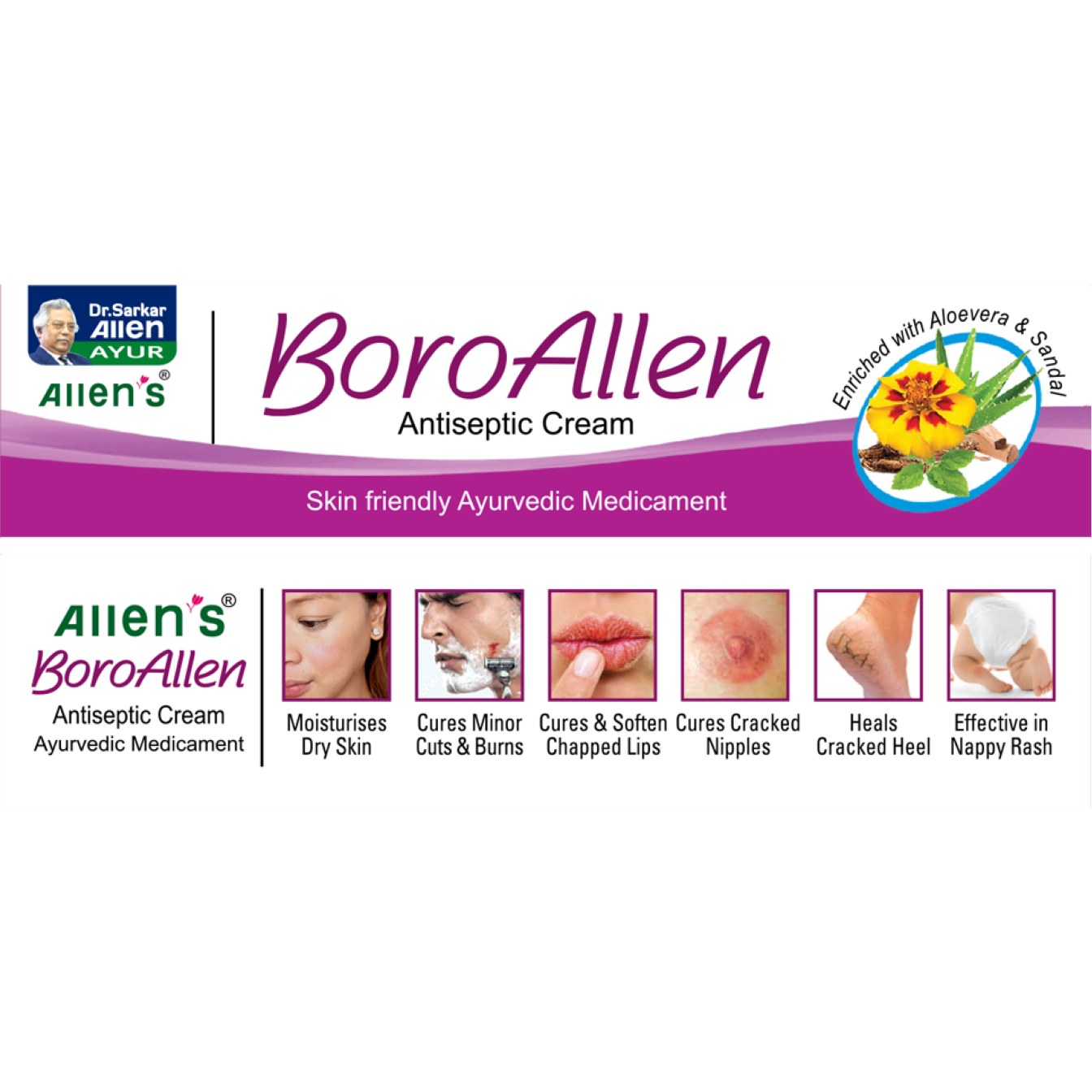 Allen Laboratories Boro Allen Anti Septic Cream 20 gm (Pack Of 4)