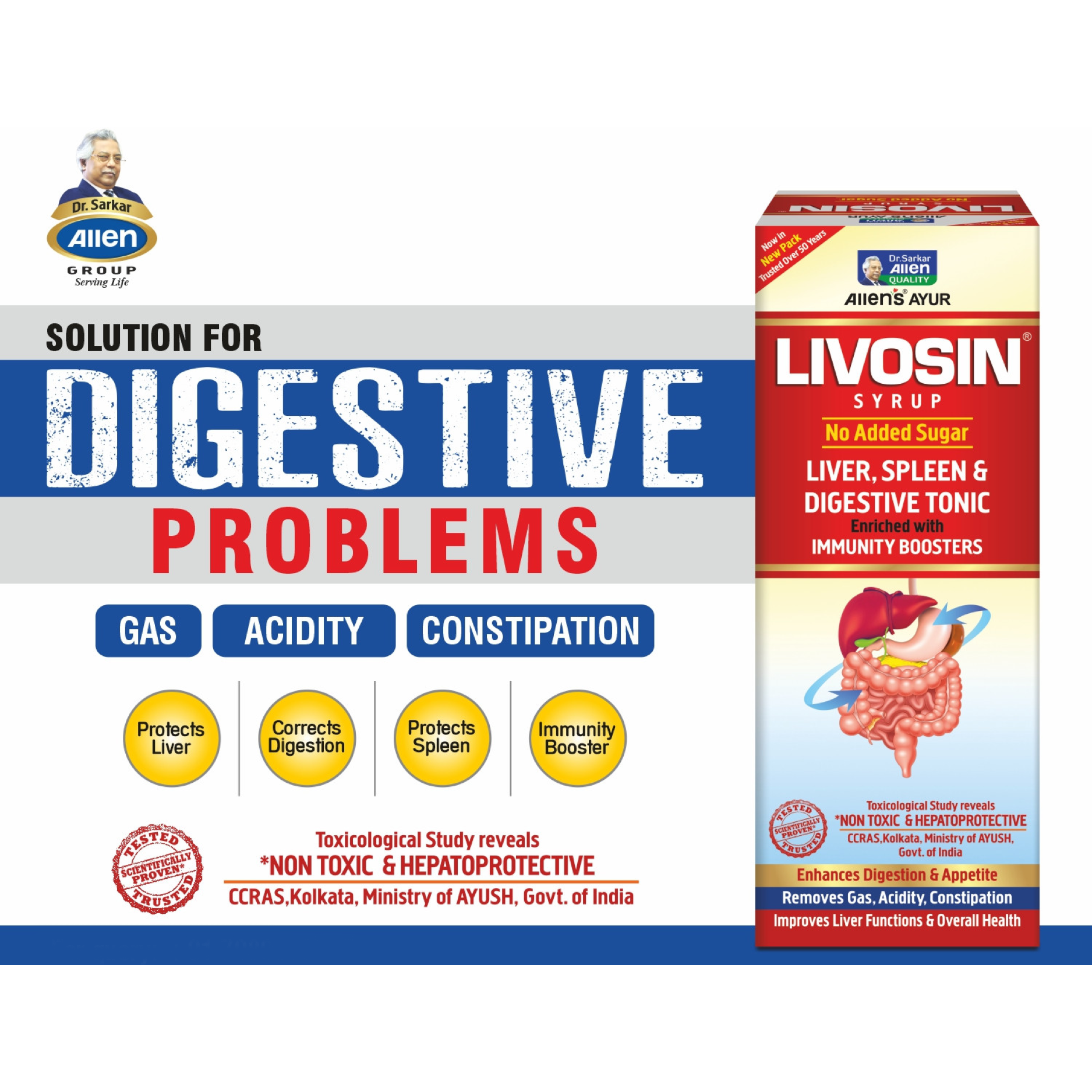 Allen Laboratories Livosin Syrup - No Added Sugar 450 ml