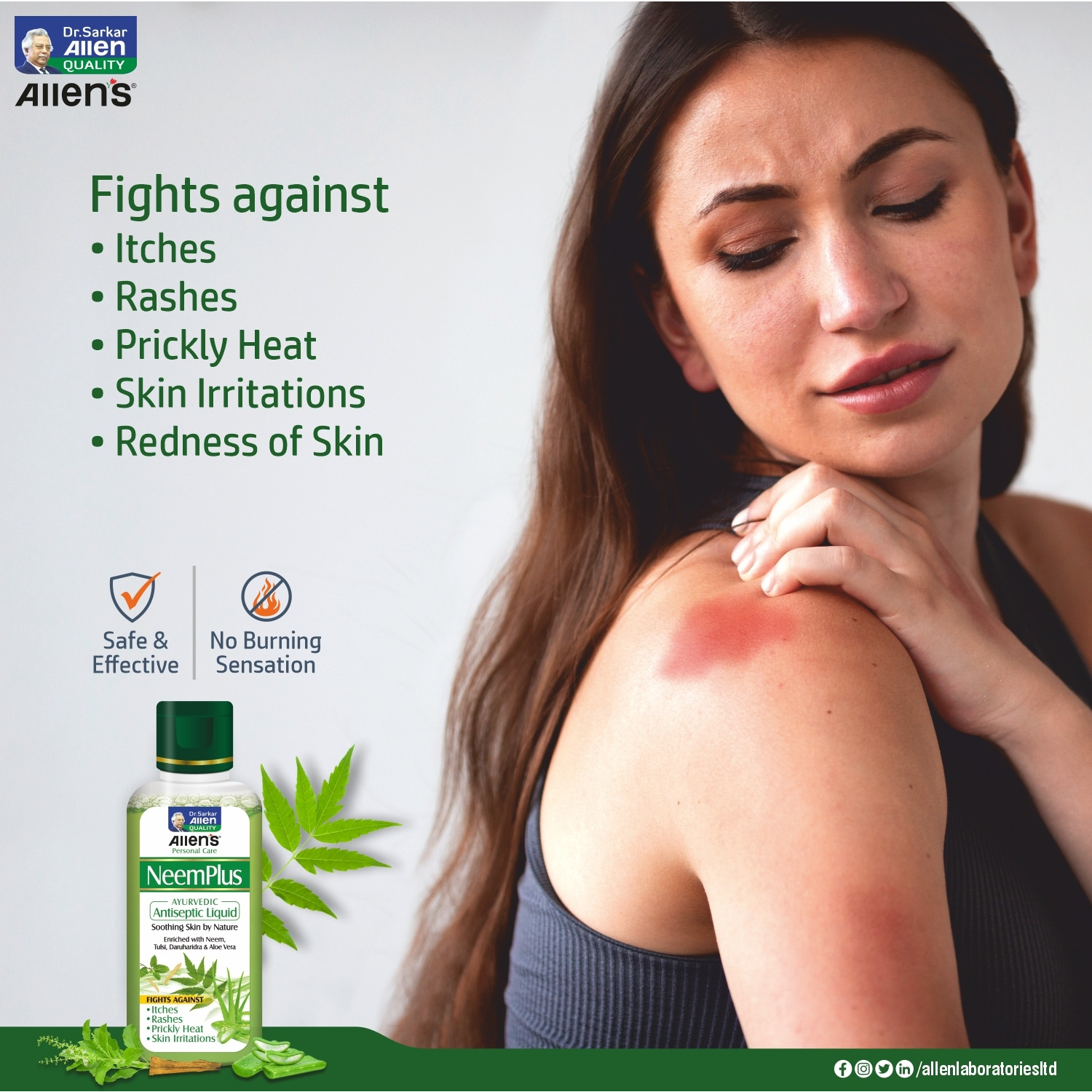 Allen Laboratories Neem Plus Anti Septic Liquid  100 ml (Pack Of 4)
