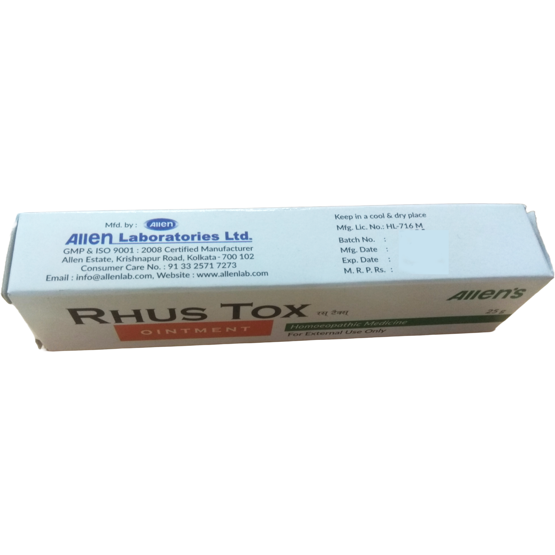 Allen Laboratories Rhus Tox Ointment 25 gms (Pack of 4)