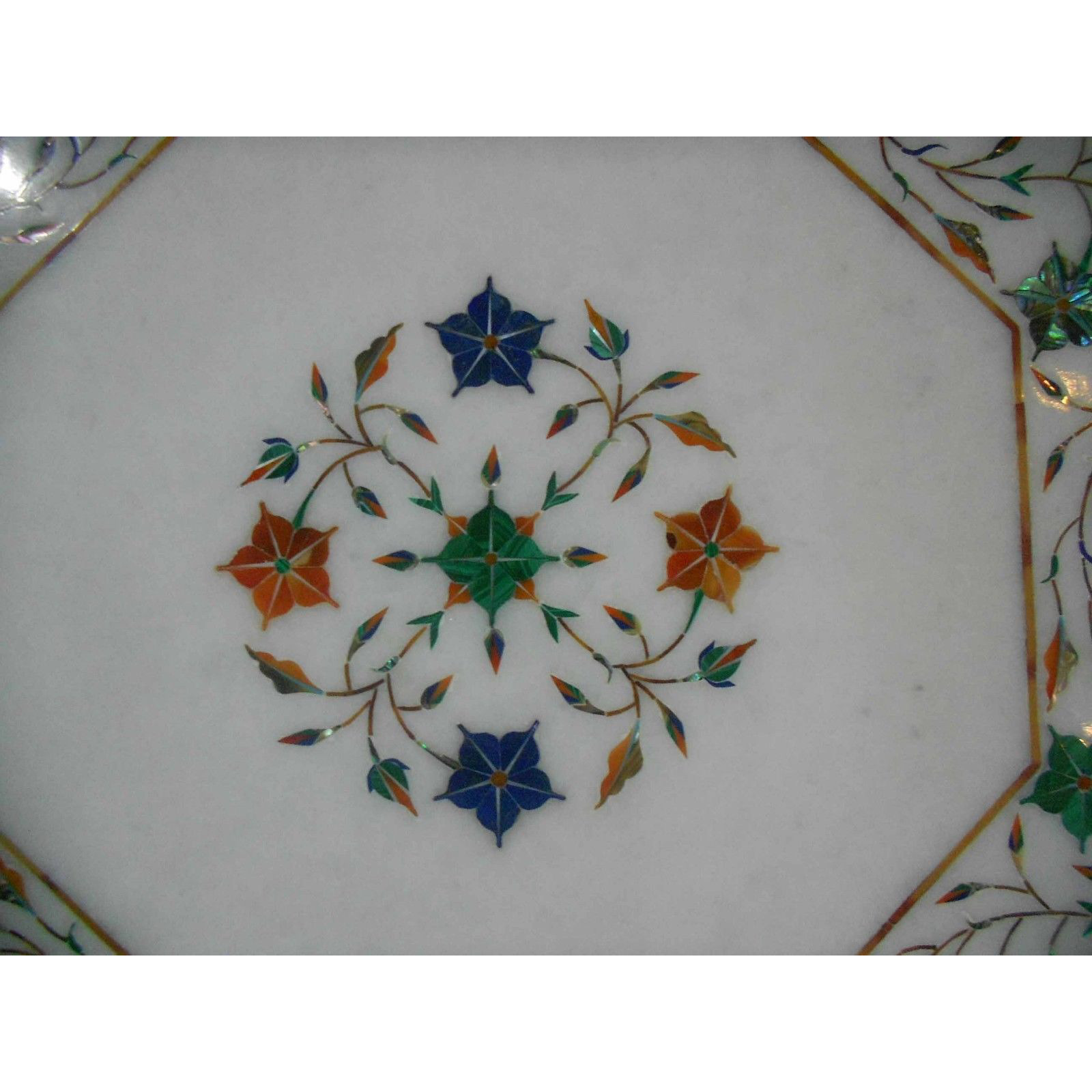 White Marble Table Top  with H 18 inch wooden Stand