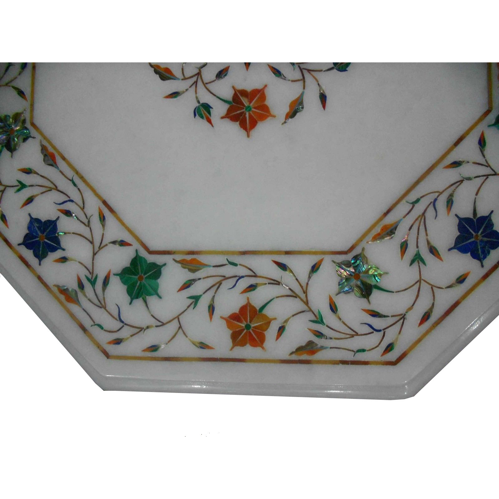 White Marble Table Top  with H 18 inch wooden Stand