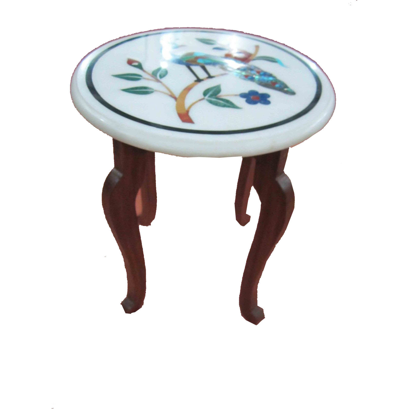 White Marble Table Top  with H 18 inch wooden Stand