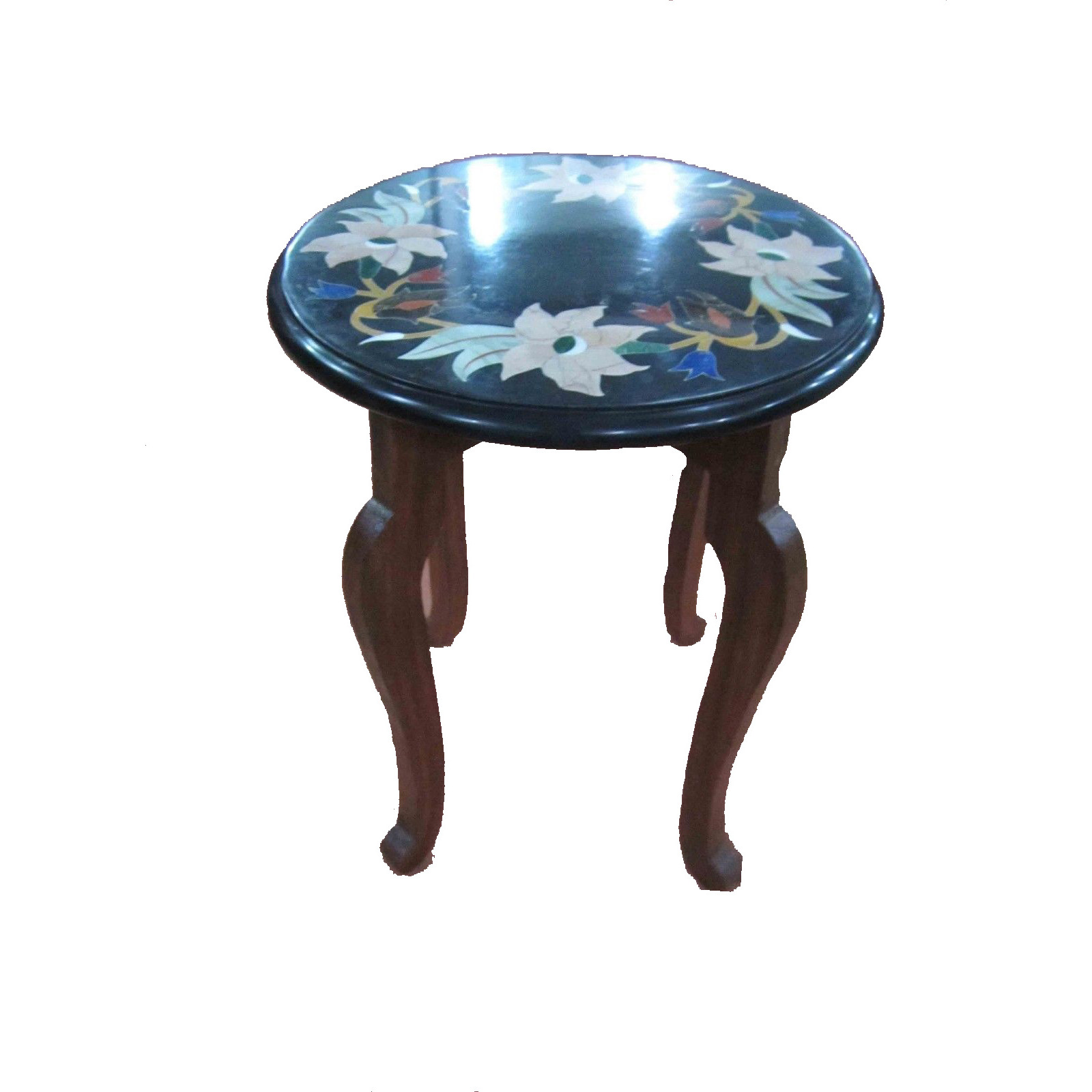 Black Marble Table Top  with H 18 inch wooden Stand