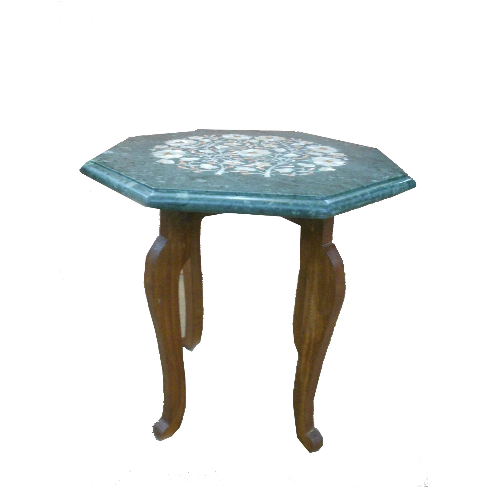 Green Marble Table Top  with H 18 inch wooden Stand