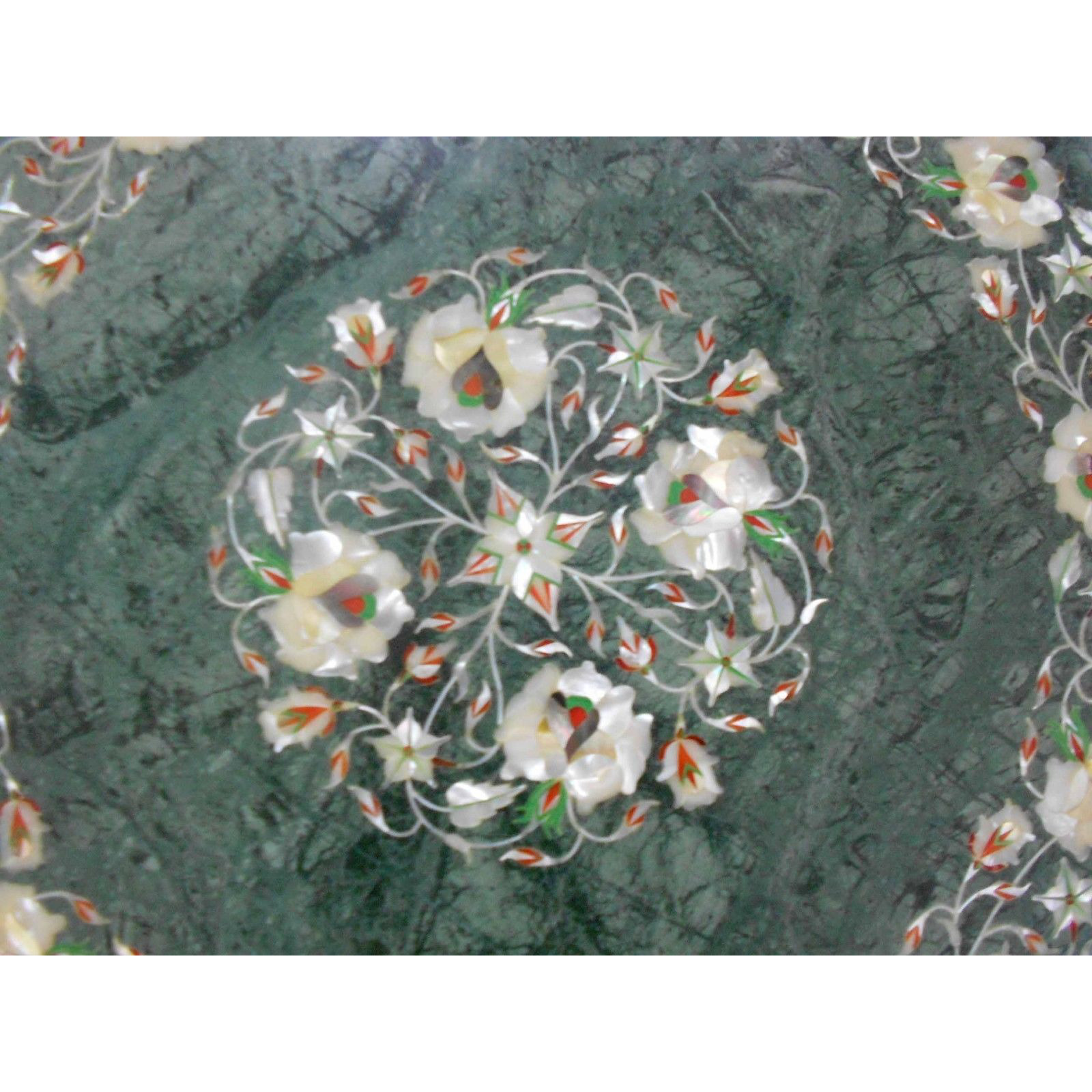 Green Marble Table Top  with H 18 inch wooden Stand