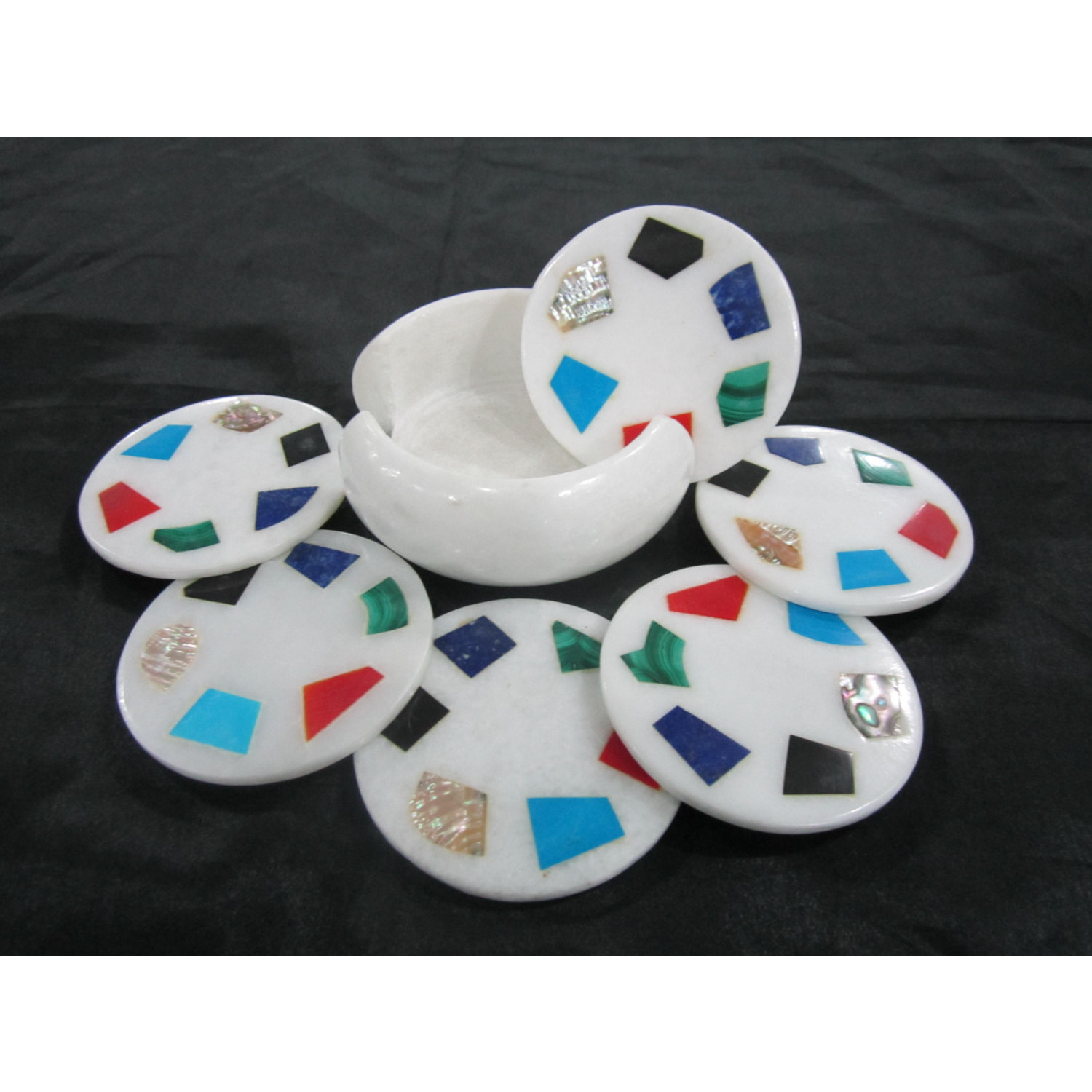 White Marble Coaster Set