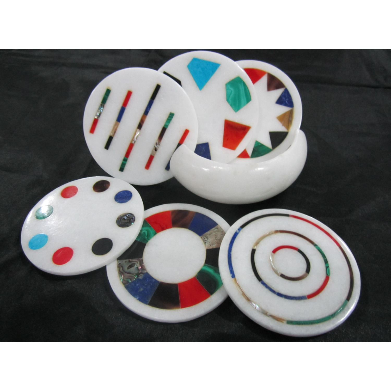 White Marble Coaster Set