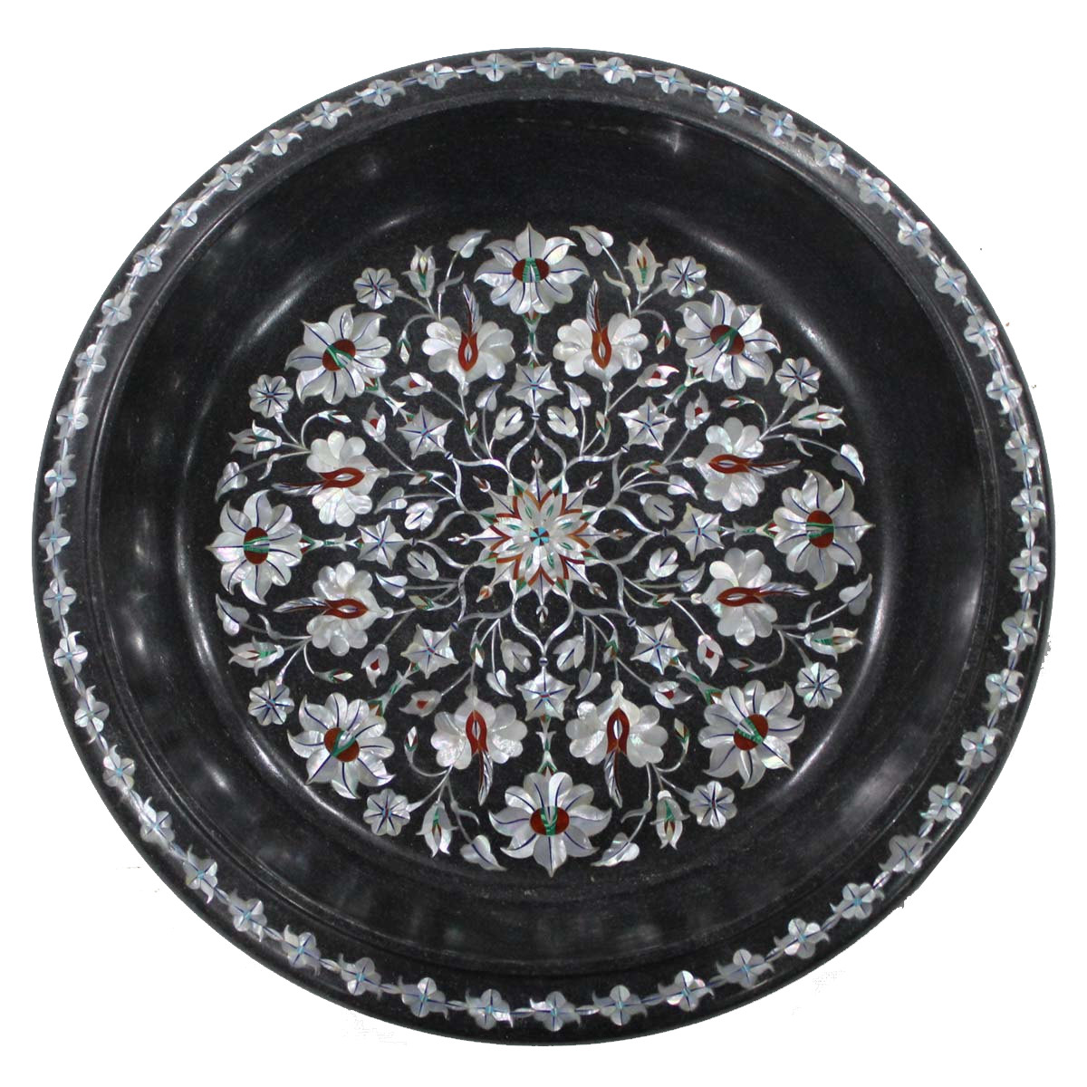 Black Marble Fruit Bowl Paua Shell Pietra Dura Home Decorative Christmas Gifts
