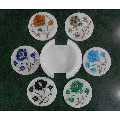 White Marble Coaster Set