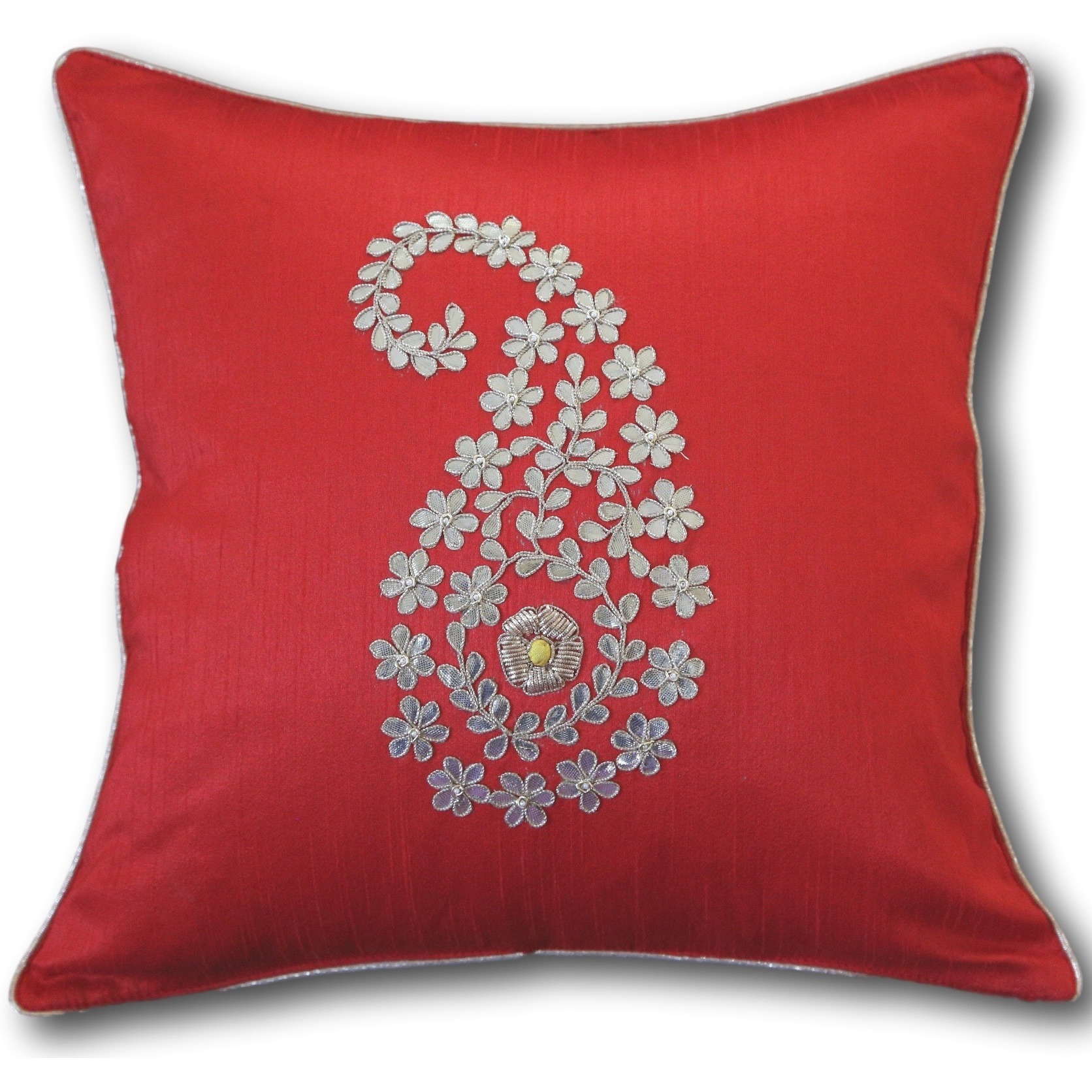 Hand Embroidered Pillow Cover - 16  x16   -