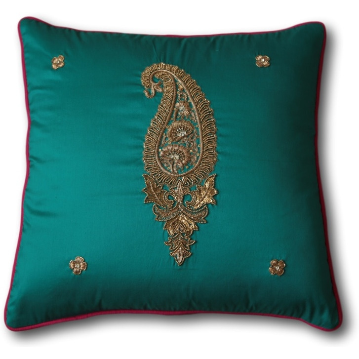 Hand Embroidered Pillow Cover - 16  x16   -