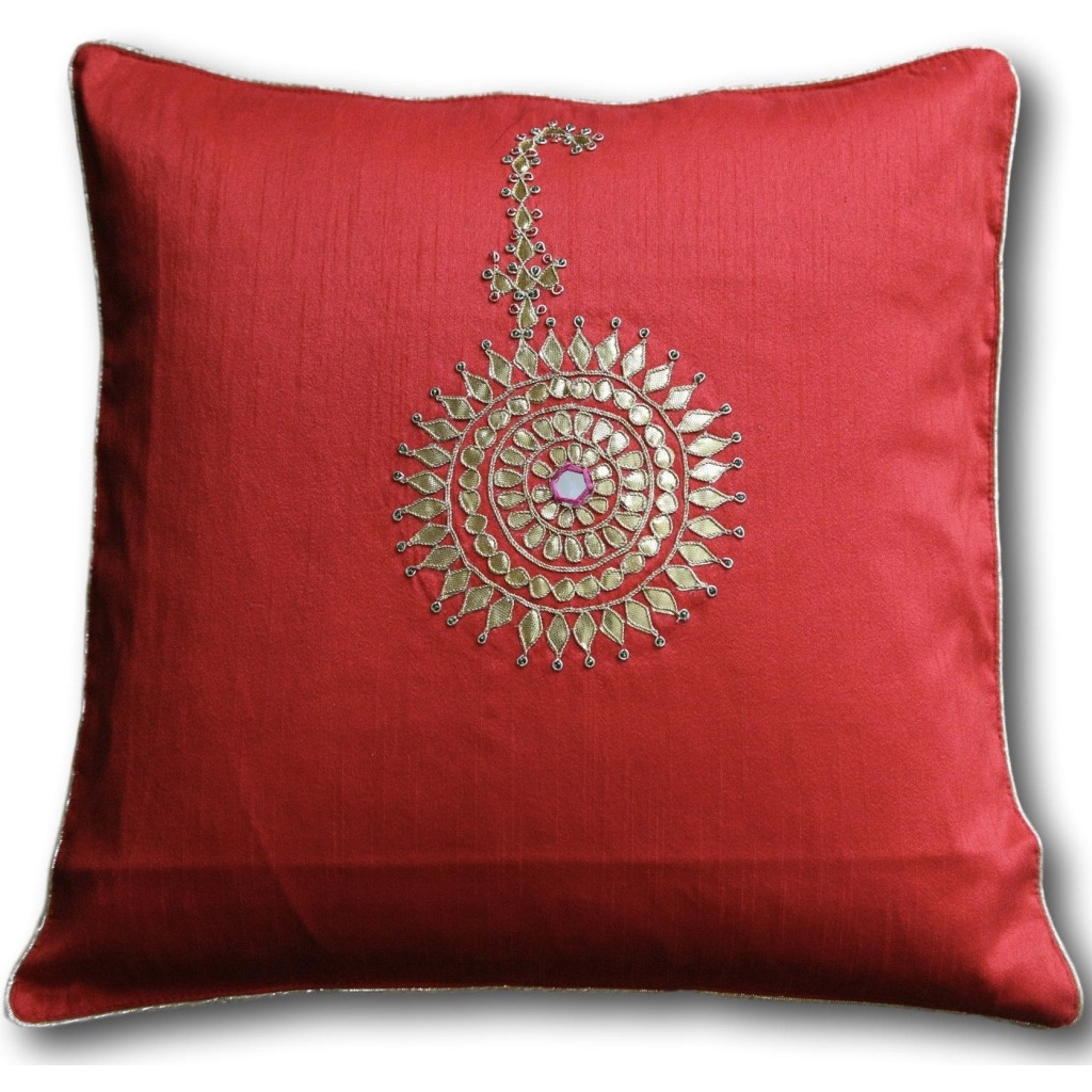 Hand Embroidered Pillow Cover - 16  x16   -