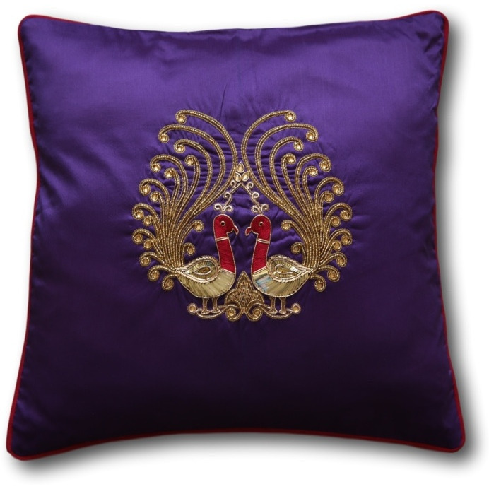 Hand Embroidered Pillow Cover - 16  x16   -