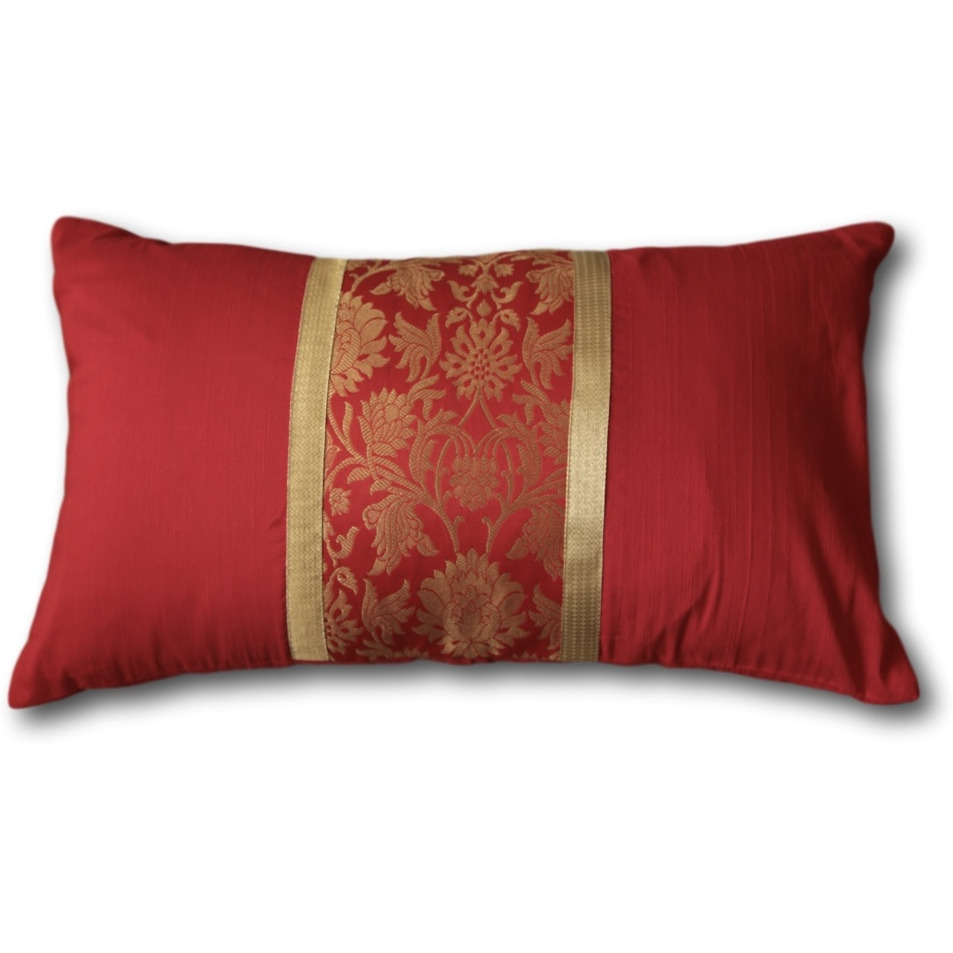 Silk Brocade Pillow Cover - 12  x20   -