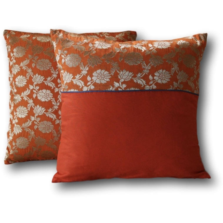 Silk Brocade Pillow Cover - 16  x16     -