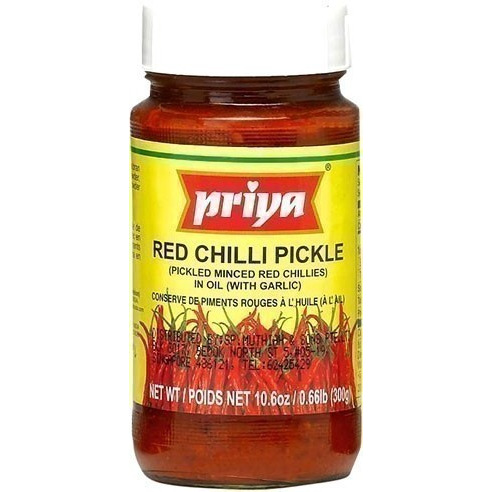Priya Red Chili Pickle with Garlic (300 gm bottle)