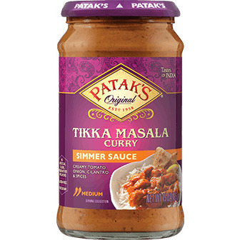 Patak's Tikka Masala Curry Simmer Sauce (Tomato, Onion & Cilantro) - Medium (15 oz bottle)