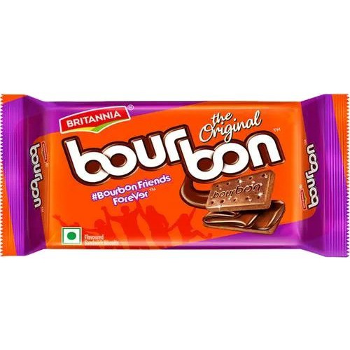 Britannia Bourbon Chocolate Cream Biscuits- 97 gms (4-Packs) (4 - 97 gm packs)