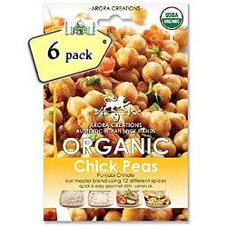 Arora Creations Organic Chick Peas (Punjabi Chhole) Masala - 6 PACK (6 - 22 gm pouches)