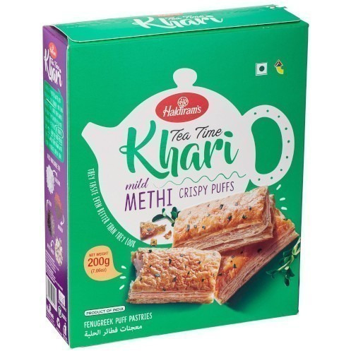 Haldiram's Tea Time Khari (Puff Pastry) Methi / Fenugreek - 7 oz (7 oz box)