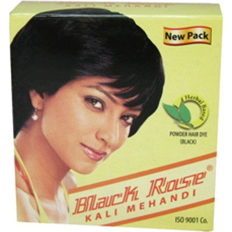 Black Rose Powder Hair Dye (Black) Kali Mehandi (5 x 10 gm. box)