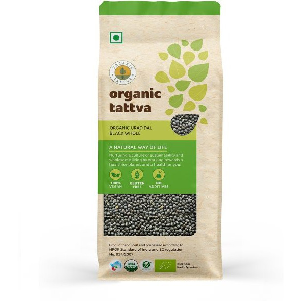 Organic Tattva Organic Urad Whole (Black Gram Whole) (4 lbs bag)