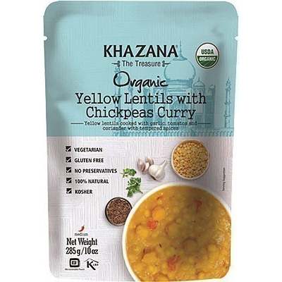 Khazana Organic Yellow Lentils With Chickpeas Curry (Ready-to-Eat) (10 oz pouch)