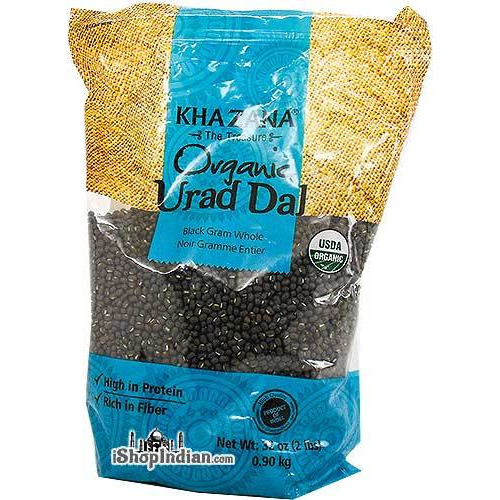 Khazana Organic Urad Whole (Black Gram Whole) (2 lbs bag)