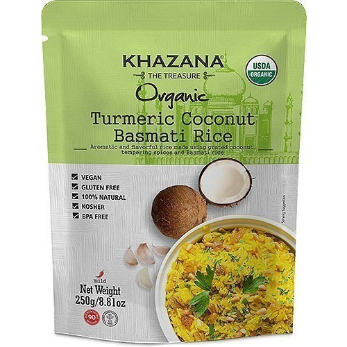 Khazana Organic Turmeric Coconut Basmati Rice (Ready-to-Eat) (10 oz pouch)
