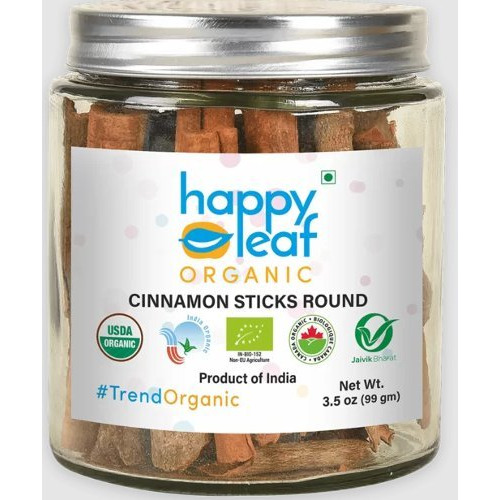 Happy Leaf Organic Cinnamon Sticks Round (3.5 oz bottle)