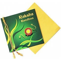Raksha Bandhan Greeting Card + Rakhi (1 card + 1 rakhee)