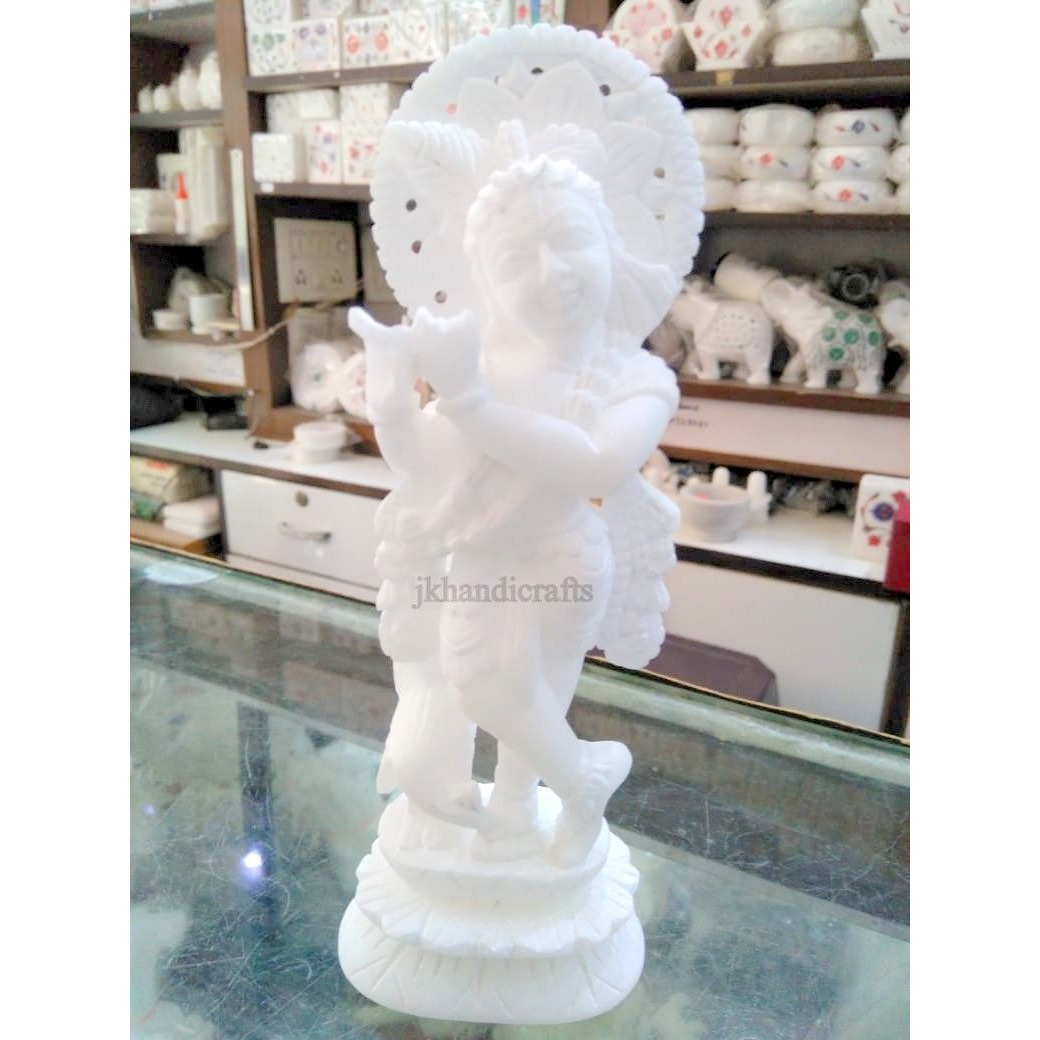 7   Marble Idols Of Lord Krishna Incredible Good Luck Art Temple Home Decor Gift