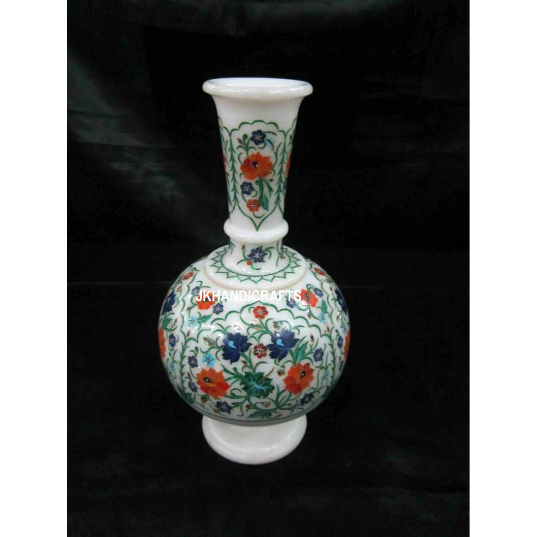 7   Vase Marble Flower Inlay Decor White Pot Marquetry Stone Gifts Handcrafted