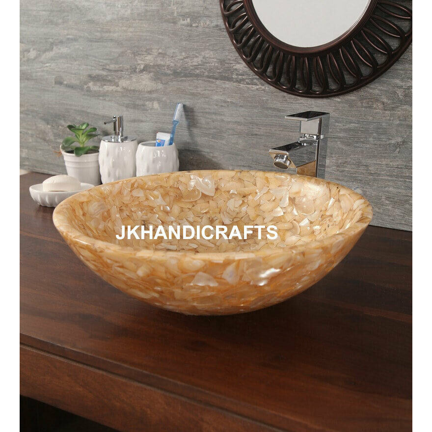 15   Marble Counter-top Washbasin Revere Shell Exclusive Sink Bathroom Art Decor