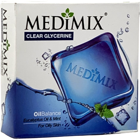 Medimix Blue Clear Glycerin Oil Balance Soap - 100 Gm (3.5 Oz)
