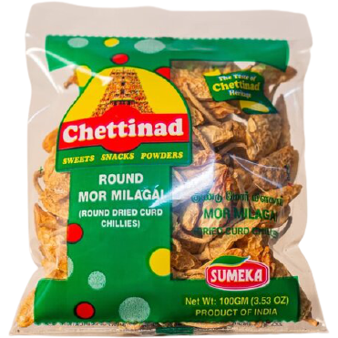 Chettinad Round Mor Milagai Round Dried Curd Chillies - 100 Gm (3.5 Oz)