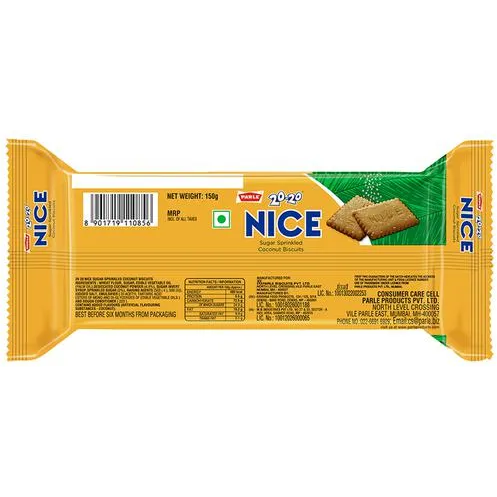 Parle 20 20 Nice Sugar Sprinkled Coconut Biscuits - 150 Gm (5.29 Oz)