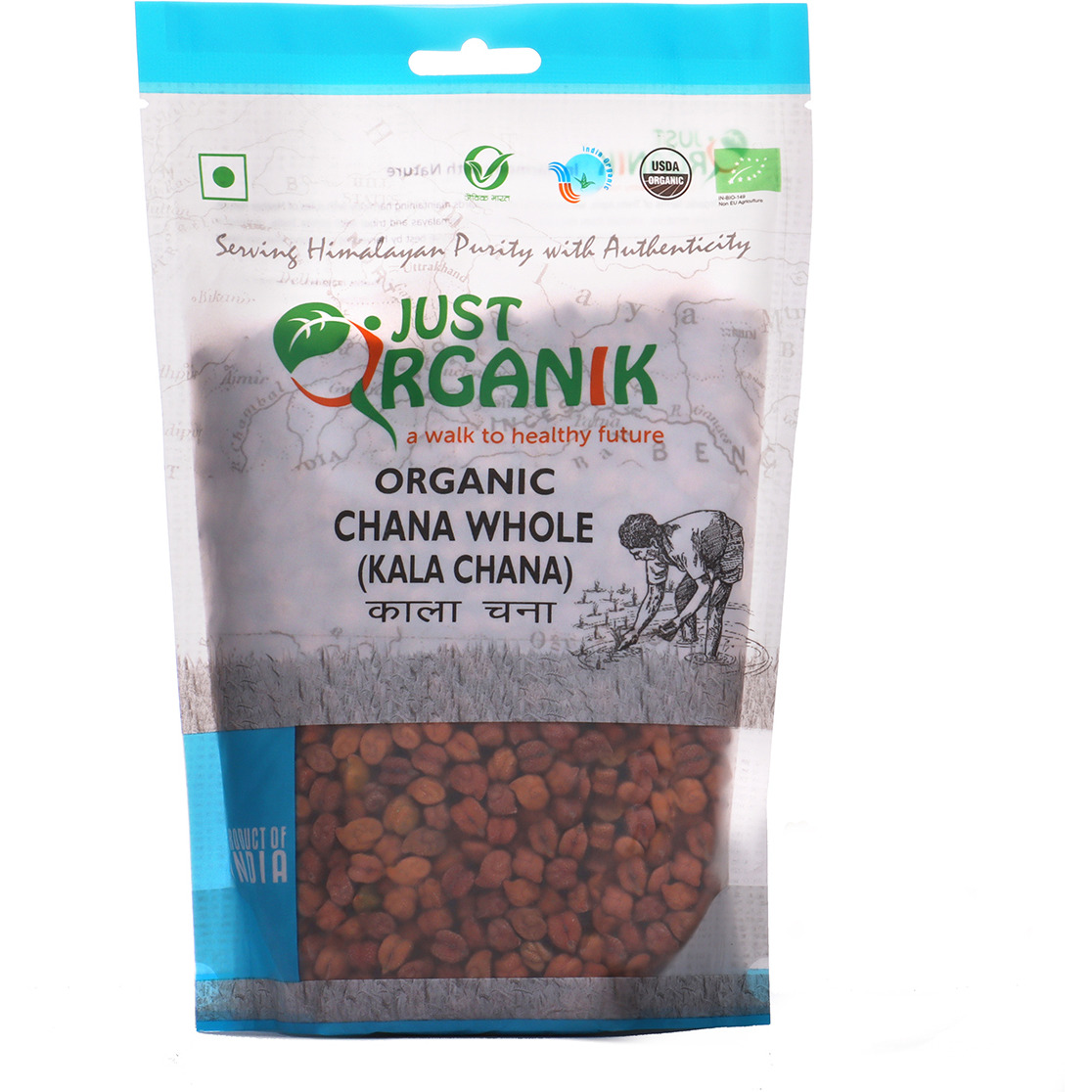 Just Organik Organic Kala Chana - 2 Lb (908 Gm)