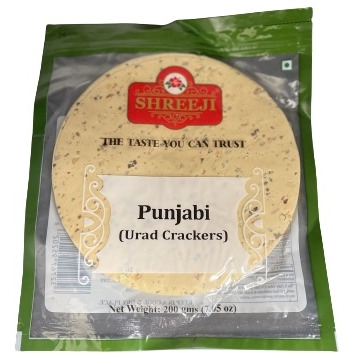 Shreeji Punjabi Urad Crackers Papad - 200 Gm (7.05 Oz)