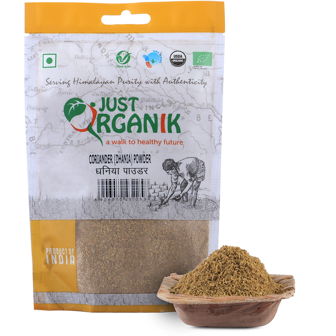 Just Organik Organic Coriander Dhania Powder - 100 Gm (3.5 Oz)