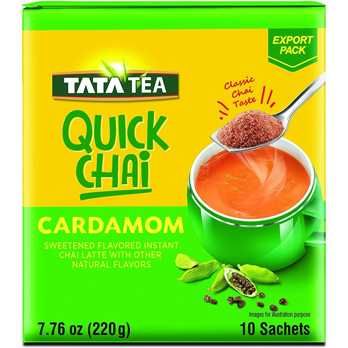 Tata Instant Quick Chai Cardamom 10 Sachets - 220 Gm (7.76 Oz)