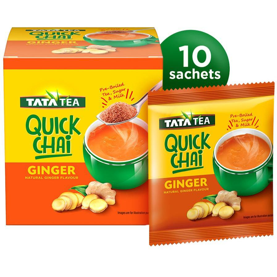 Tata Tea Instant Quick Chai Ginger 10 Sachets - 220 Gm (7.76 Oz)