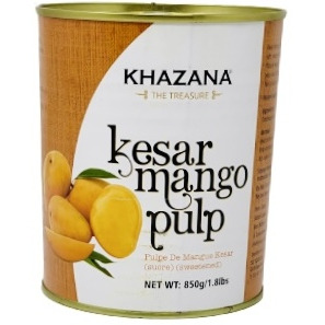 Khazana Kesar Mango Pulp Can - 850 Gm (1.87 Lb)