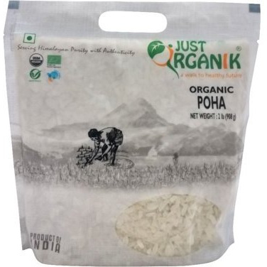 Just Organik Organic Rice Poha Flattened Rice - 2 Lb (908 Gm)