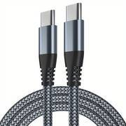 Gray Nylon USB C To USB C Charging Cable - 1 Pc