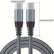 Gray Nylon USB C To USB C Charging Cable - 1 Pc