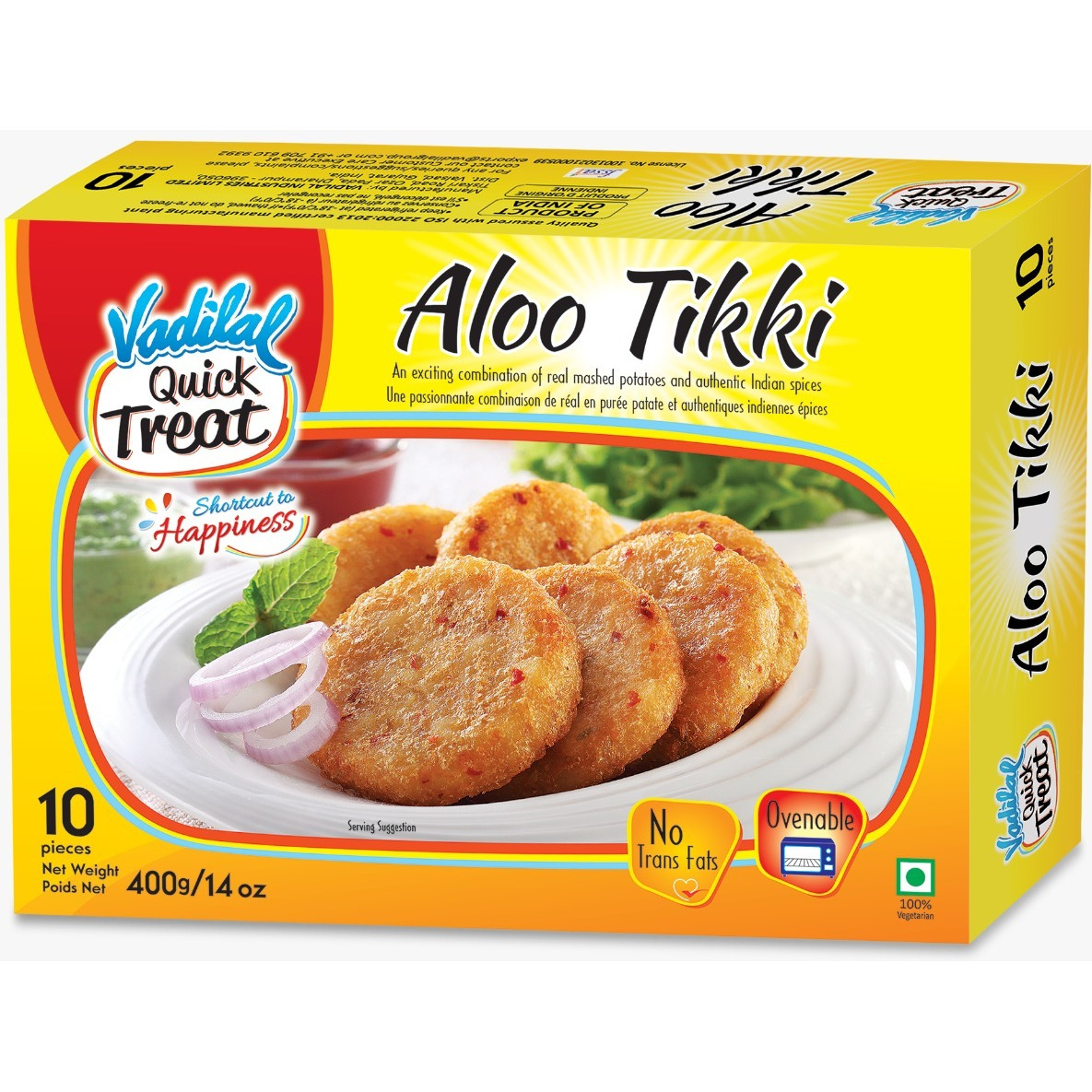Vadilal Quick Treat Aloo Tikki 10 Pc - 14.11 Oz (400 Gm)